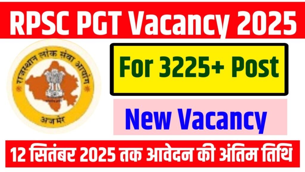RPSC PGT (1st Grade Teacher) Vacancy 2025 For 3225 Posts